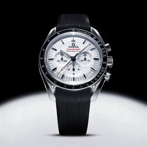 new white speedmaster omega|omega speedmaster white dial review.